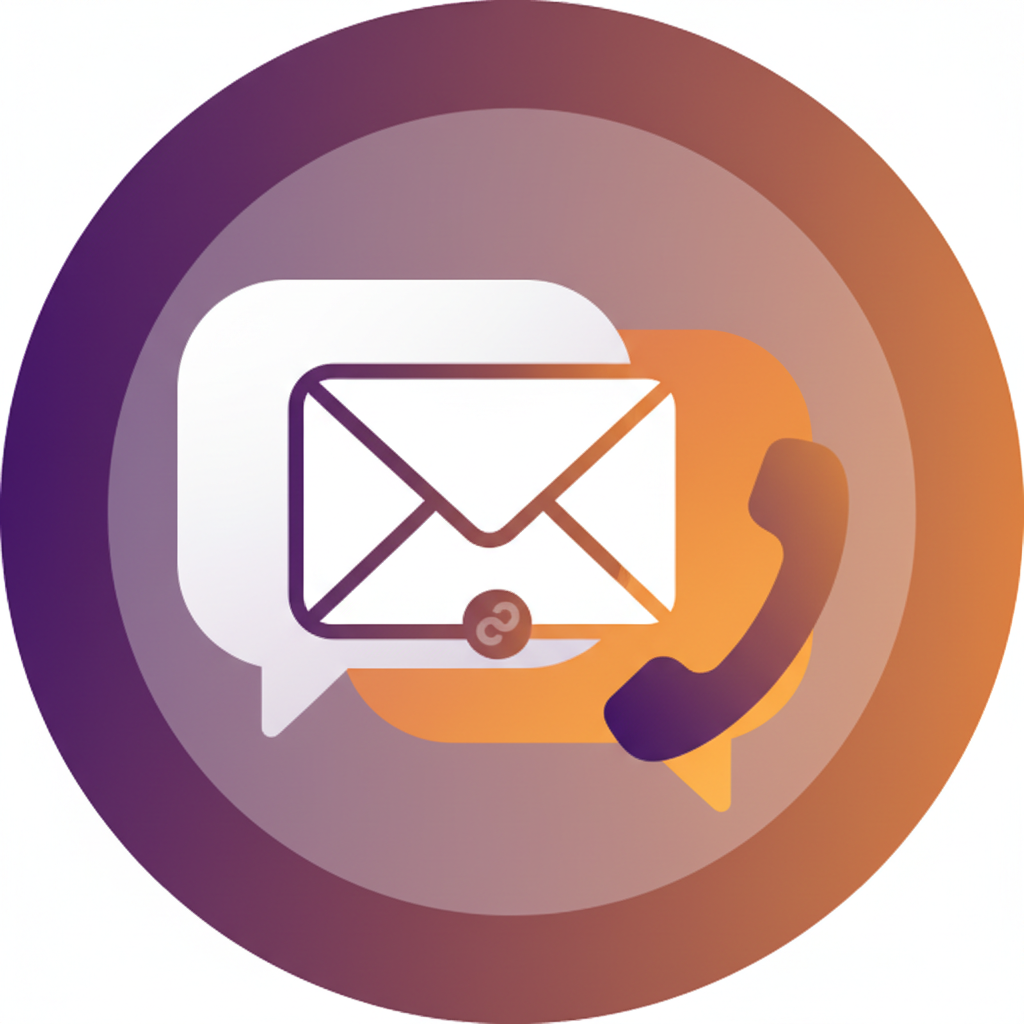 ICONO DE CONTACTO CON LOS COLORES MORADO BLANCO Y NARANJA